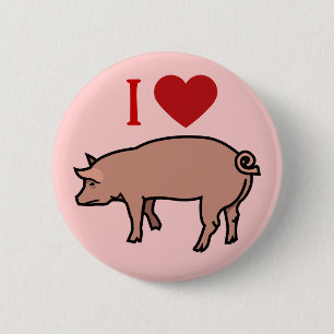 I LOVE PIGS PINBACK BUTTON