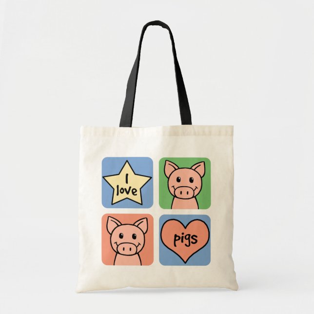 I Love Pigs Tote Bag (Front)