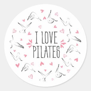 I LOVE PILATES Pilates Poses in shape of a circle Classic Round Sticker