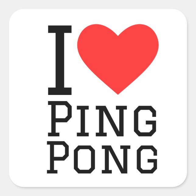 I love ping pong square sticker (Front)