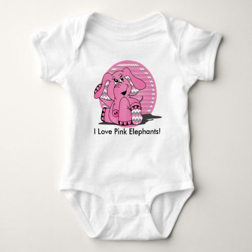 I Love Pink Elephants Baby Bodysuit