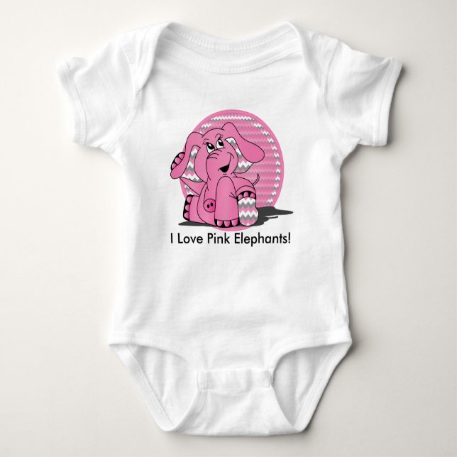 I Love Pink Elephants Baby Bodysuit (Front)