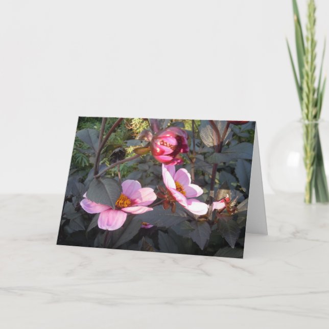 I Love Pink Flowers! Thank You Card (Front)