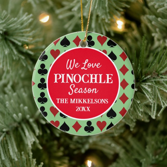 I Love Pinochle Season Ceramic Ornament (Tree)