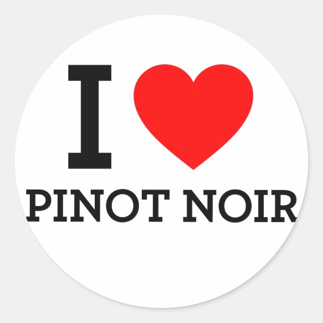 I Love Pinot Noir Classic Round Sticker (Front)