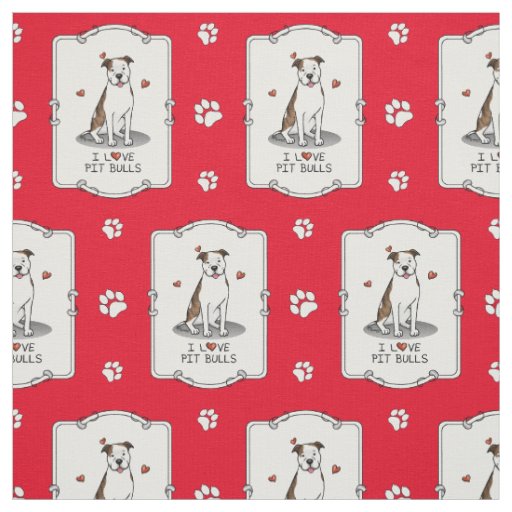 I Love Pit Bulls (lt brindle white 3) Fabric