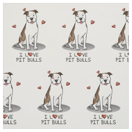 I Love Pit Bulls (lt brindle white 3) Fabric