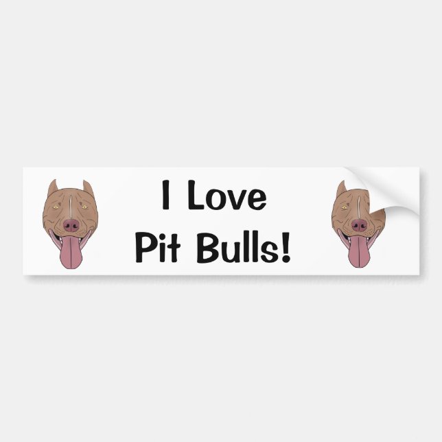 I Love Pit Bulls! - Smiling Pit Bull Portrait Bumper Sticker (Front)