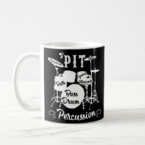 I Love PIT Marching Band Percussion Heart Word Clo Coffee Mug