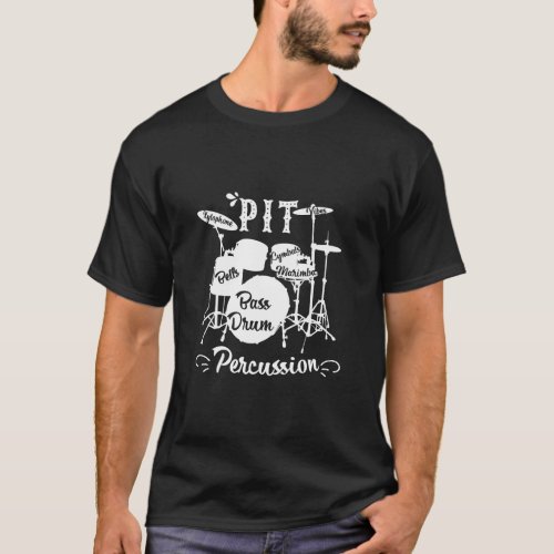 I Love PIT Marching Band Percussion Heart Word Clo T_Shirt