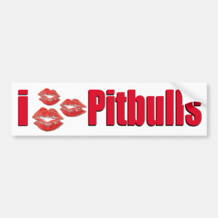 I Love Pitbull Dogs, Lipstick Kisses Crazy Bumper Sticker