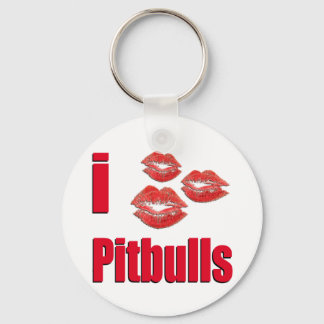 I Love Pitbull Dogs, Lipstick Kisses Crazy Keychain
