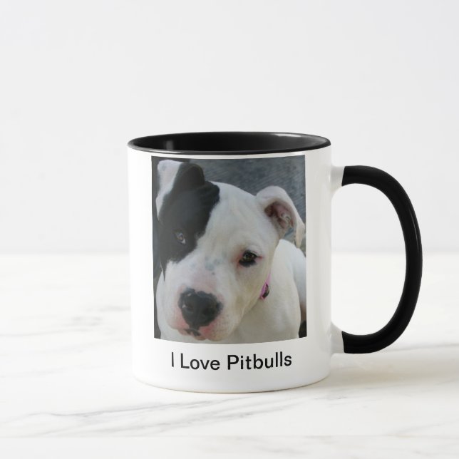 I Love Pitbulls Coffee Mug Cup (Right)