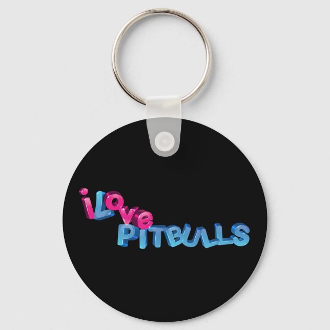 I Love Pitbulls in 3D Keychain (Front)