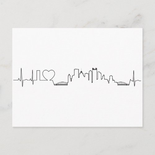 I love Pittsburgh in an extraordinary ecg style Postcard