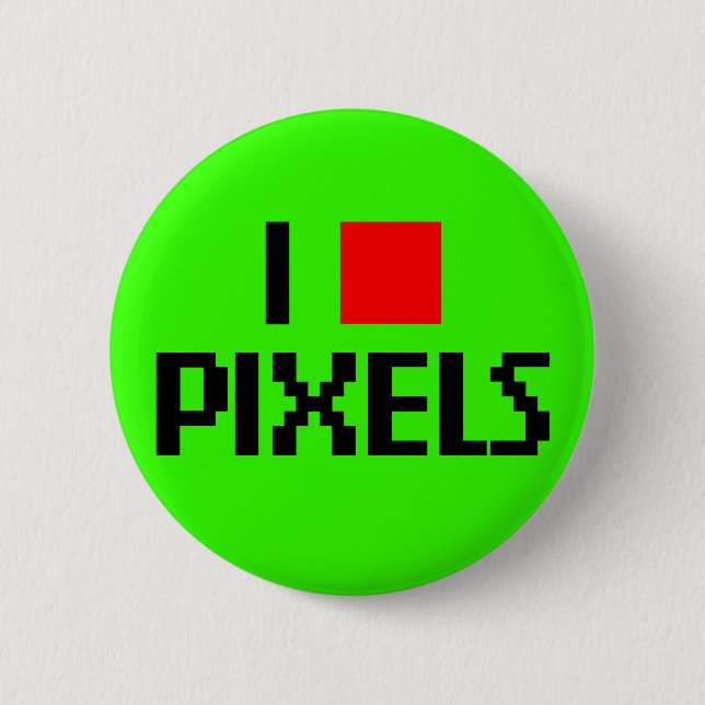 I Love Pixels Dark Pinback Button (Front)