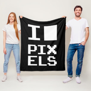 I Love Pixels Fleece Blanket