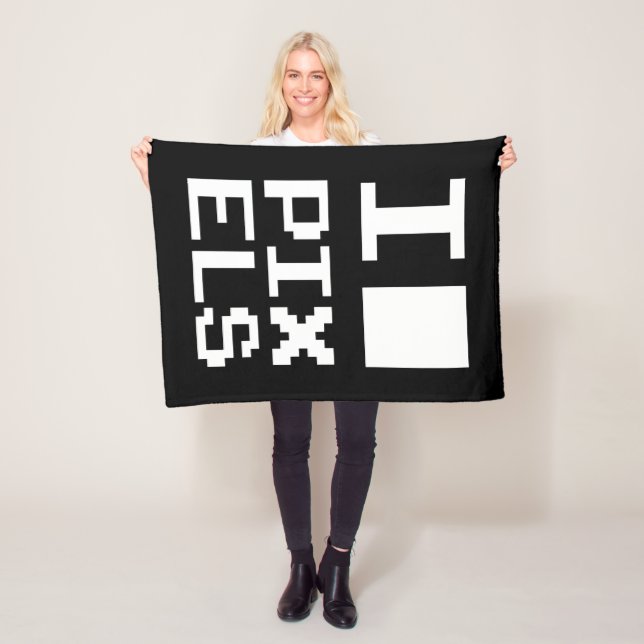 I Love Pixels, geek design, pixel art Fleece Blanket (In Situ)