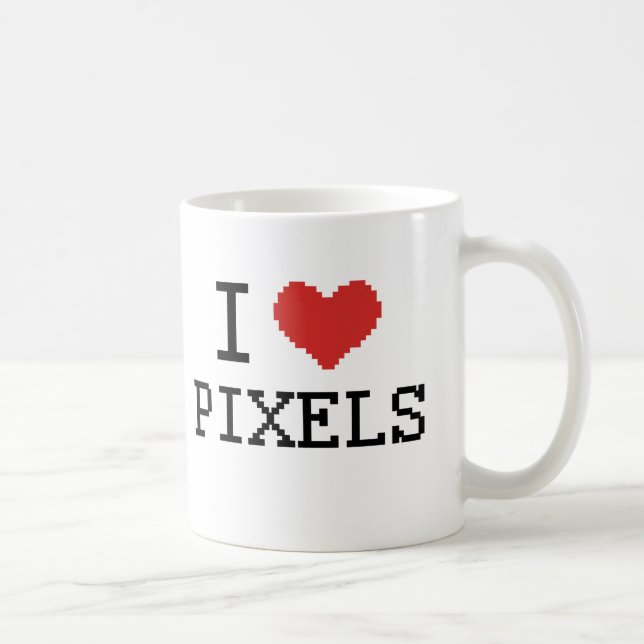 I Love Pixels / I Heart Pixels Coffee Mug (Right)
