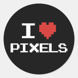 I love pixels pixelated heart retro 8bit gamer classic round sticker