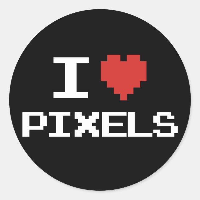 I love pixels pixelated heart retro 8bit gamer classic round sticker (Front)