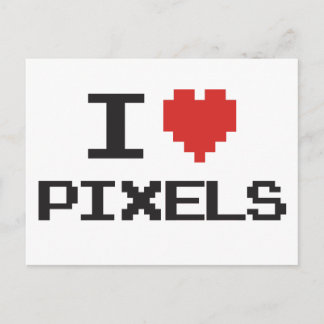 I love pixels pixelated heart retro 8bit gamer postcard
