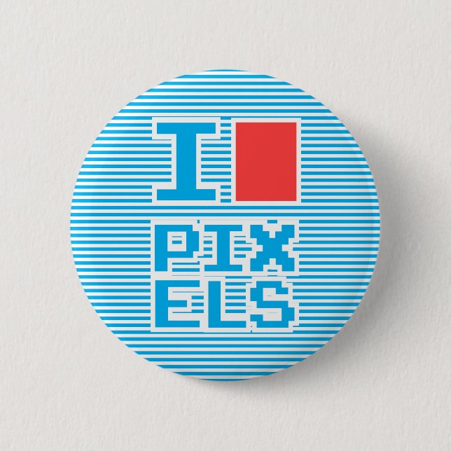 I Love Pixels, Playing With Stripes Collection, Button (Front)