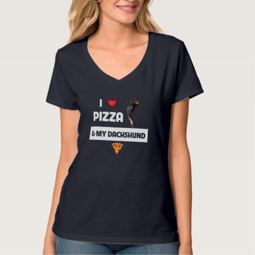 I Love Pizza and My Dachshund Dog Owner Pepperoni  T_Shirt