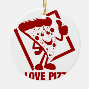 I Love Pizza Ceramic Ornament