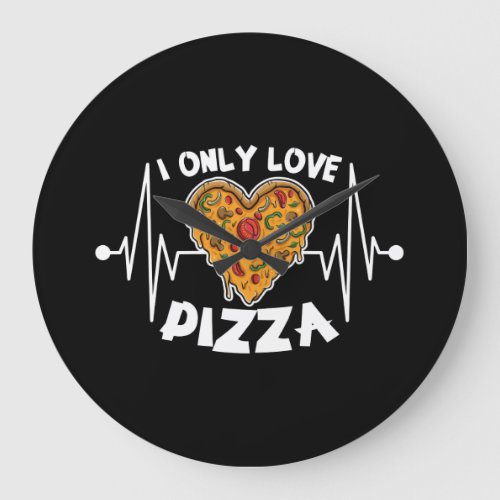I Love Pizza Heart Heartbeat Large Clock