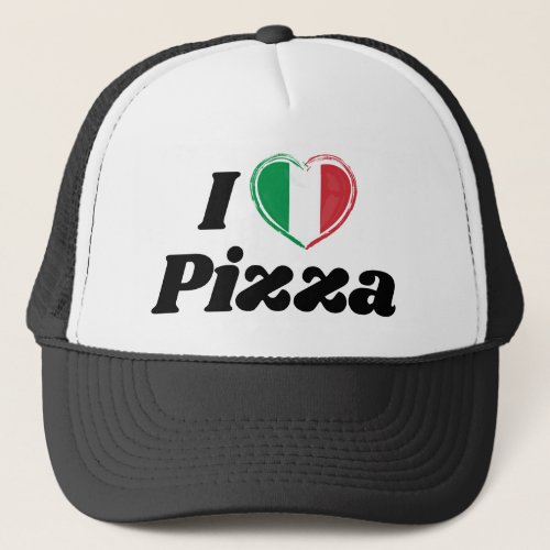 I Love Pizza Italian Heart Flag Trucker Hat