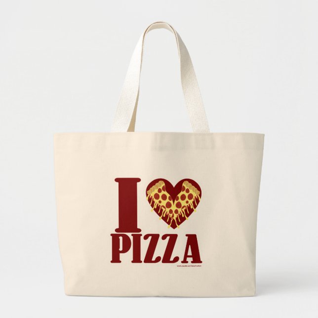 I Love Pizza Large Tote Bag (Front)