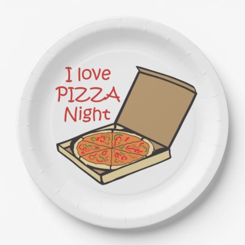 I Love Pizza Night Paper Plates