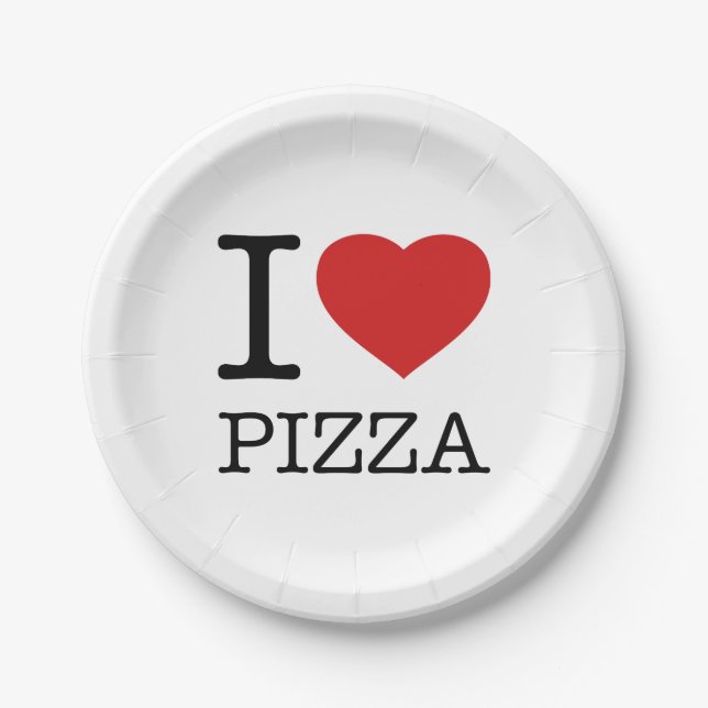I LOVE PIZZA PAPER PLATES (Front)
