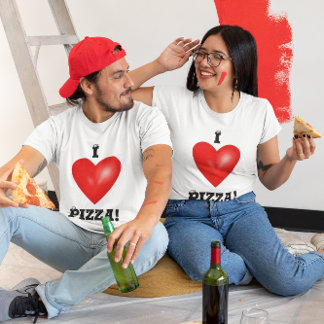 I Love Pizza Red Heart Unisex T-Shirt