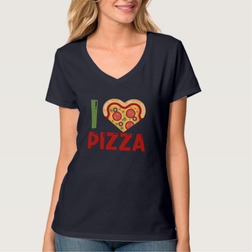 I love Pizza slice heart shape food lover for kids T_Shirt