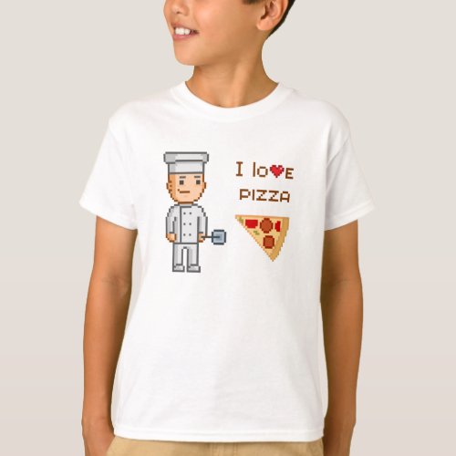 I Love Pizza Vintage Video Game Pizza Chef T_Shirt