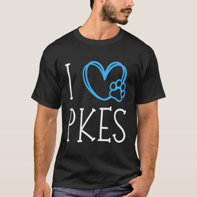 I Love Pkes Blackdark Gray T-Shirt (Front)