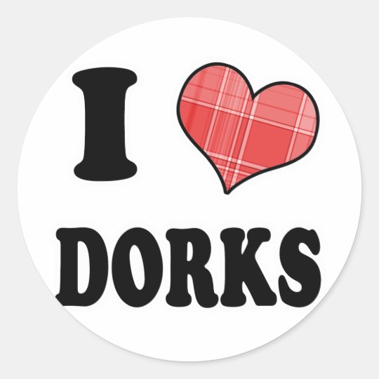 I Love (Plaid Heart) Dorks Classic Round Sticker