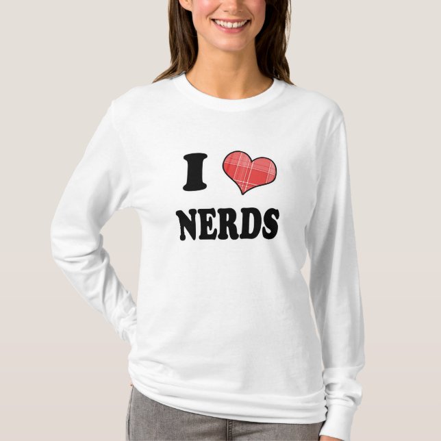 I Love (Plaid Heart) Nerds T-Shirt (Front)