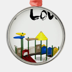 I Love Playground Metal Ornament
