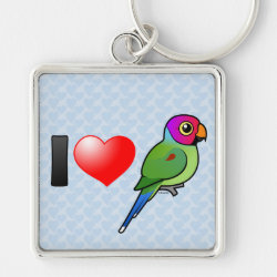 I Love Plum-headed Parakeets (male) Premium Square Keychain