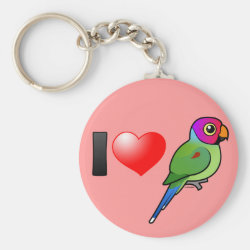 I Love Plum-headed Parakeets (male) Basic Button Keychain