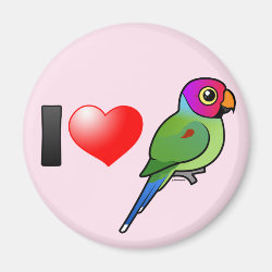 I Love Plum-headed Parakeets (male) Round Magnet