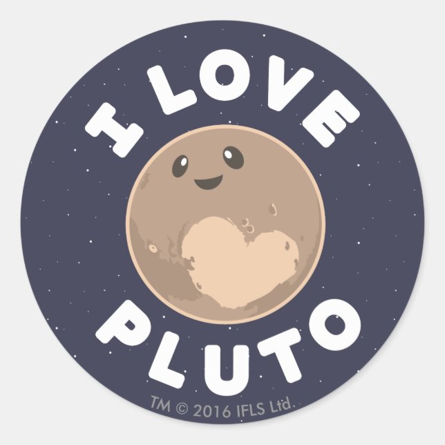 I Love Pluto Classic Round Sticker (Front)