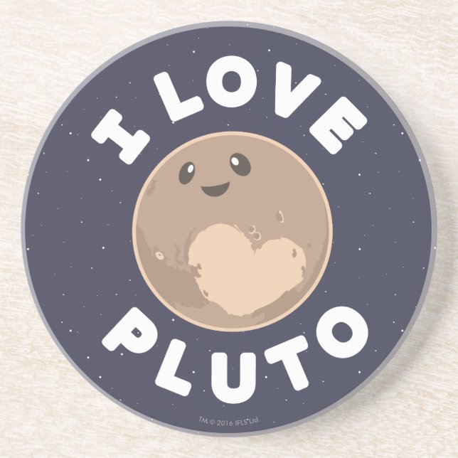 I Love Pluto Drink Coaster (Front)