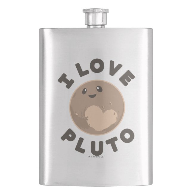 I Love Pluto Hip Flask (Front)