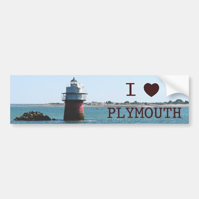 I Love Plymouth Bug Light Bumper Sticker (Front)