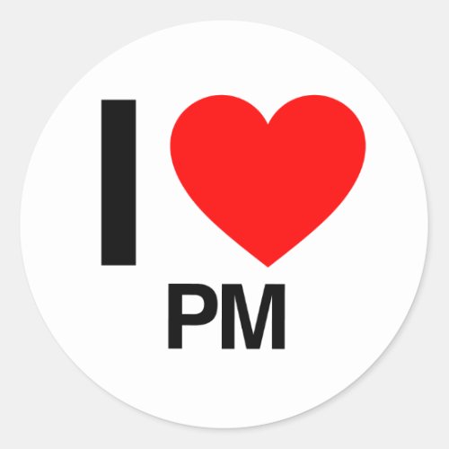 i love PM Classic Round Sticker