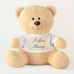 I Love Poetry Teddy Bear (Cream & Black)